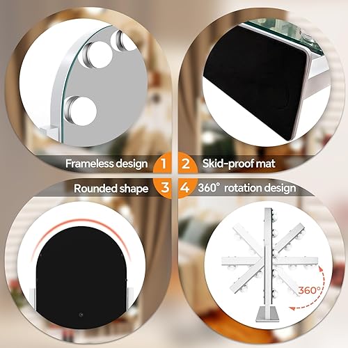 Miniatura 6 de ZL ZELing Espejo de tocador con luces, espejo de maquillaje con luces, 12 bombillas regulables, espejo de maquillaje iluminado Hollywood,