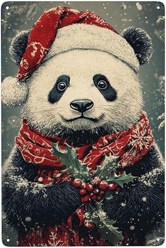 Cafemira Animal Tin sign,vintage panda,Retro Metal signs,Tinplate poster,Aluminum plaque wall art,for home,club,office,Garden,Practical Indoor