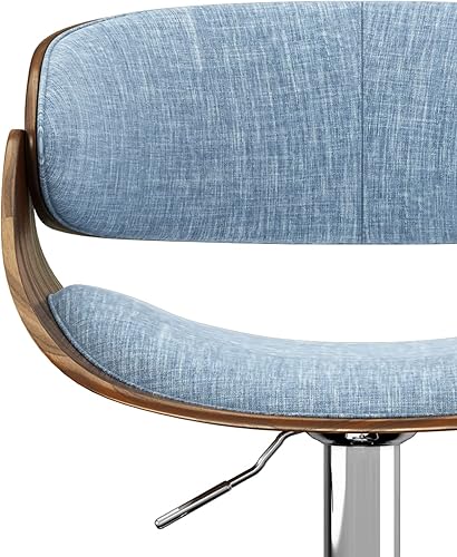 Miniatura 61 de SIMPLIHOME Lowell Taburete de bar giratorio ajustable, silla tapizada de metal de 33 pulgadas de altura del asiento en tela de aspecto de lino gris