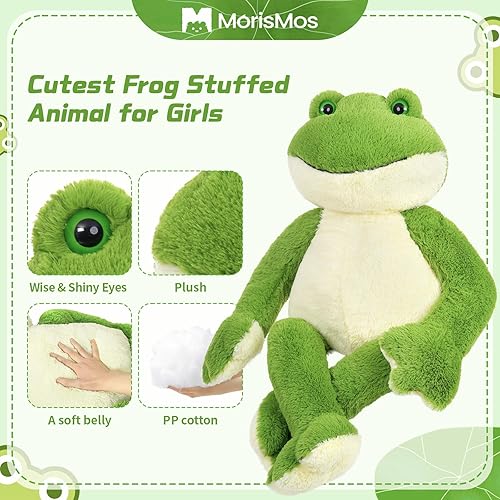 Miniatura 7 de MoriMos - Rana de peluche para niños y niñas, rana de peluche grande de 36 pulgadas, rana verde con patas largas y brazos, animales de peluche
