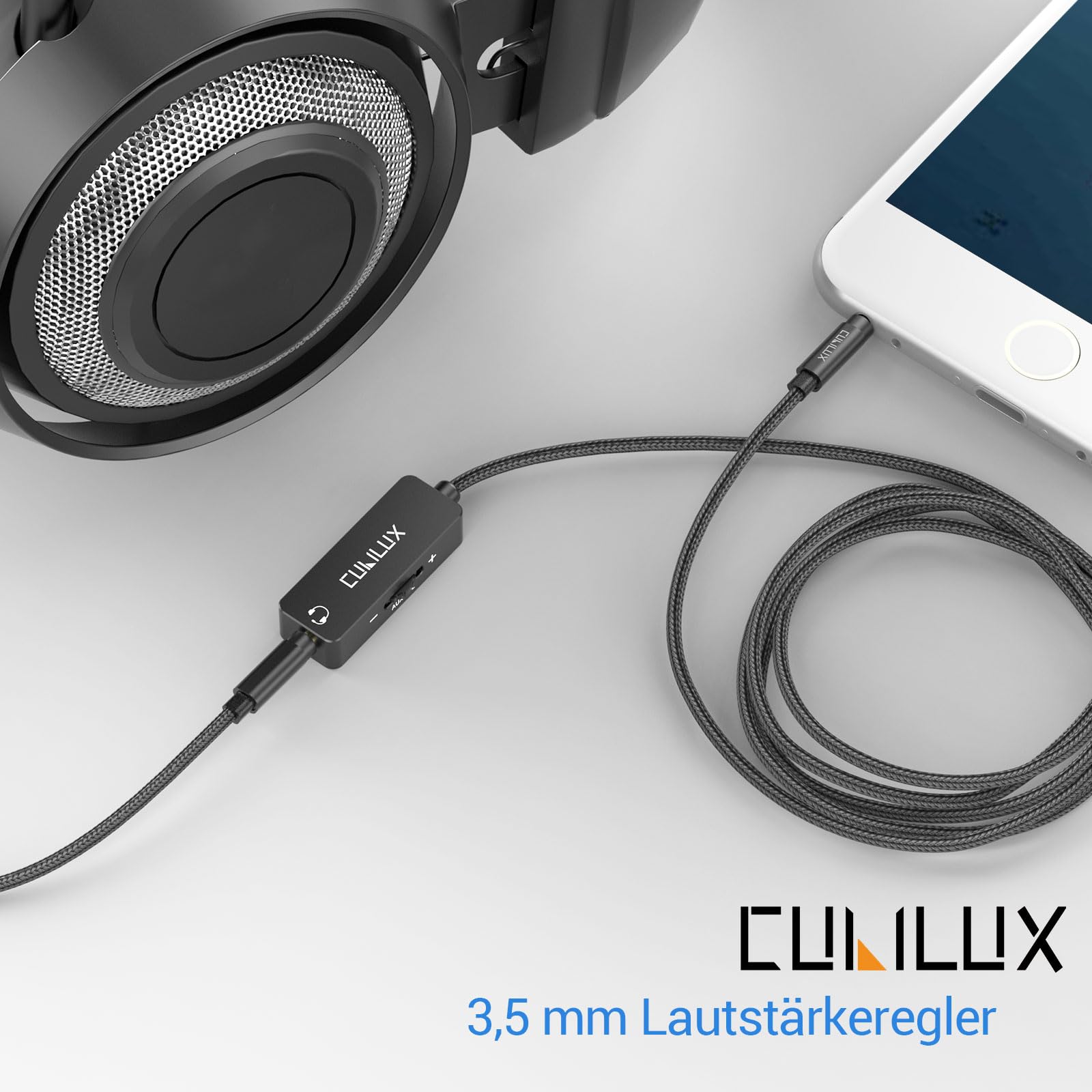 Cubilux 3,5 mm TRRS Lautstärke Dämpfer Kabel, 1/8 Zoll Verlängerung mit Audio Lautstärkeregler, In Line Volume Controller für Kopfhörer und Lautsprecher, 4 Fuß