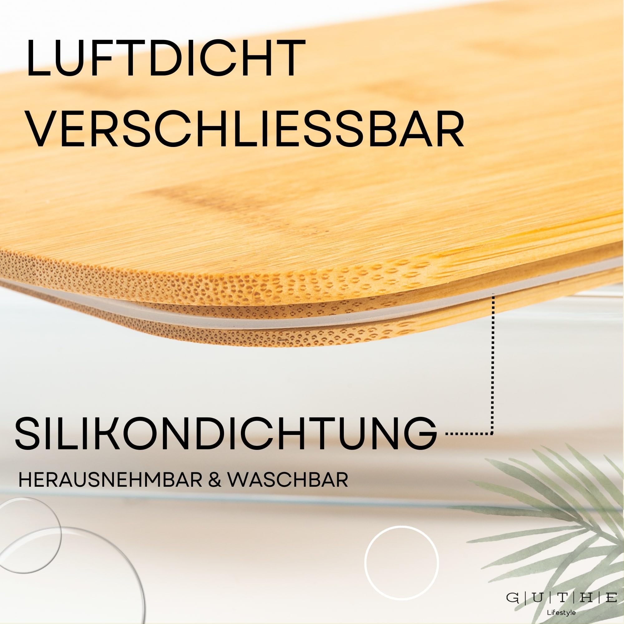 GUTHE Lifestyle 3er Set Aufschnittboxen für Kühlschrank glas, stapelbare Frischhaltedosen mit Holzdeckel, Auflaufform Set, Wurst und Käse Aufbewahrung