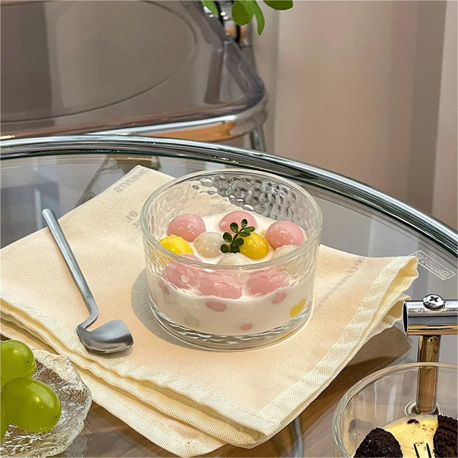 Ensaladeras Juego de minicuencos de vidrio transparente, 4 Uds., postres de cocina, ensaladera, salsas for el hogar, pudín, fruta, charcutería, tazones for preparación de comidas Para Cereales, Ensala