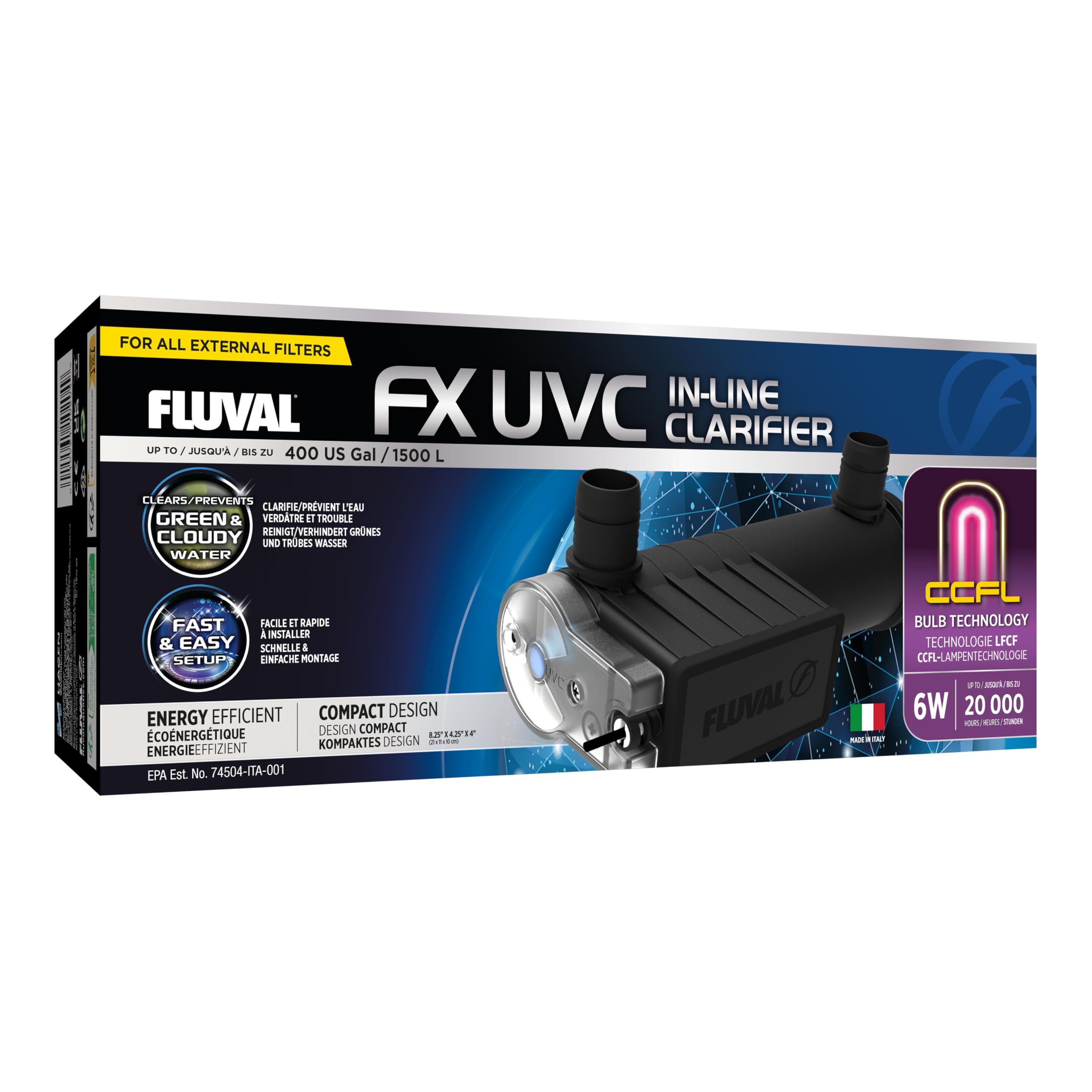 Clarificador UVC de Acuarios para Filtros Fluvla FX, 6W