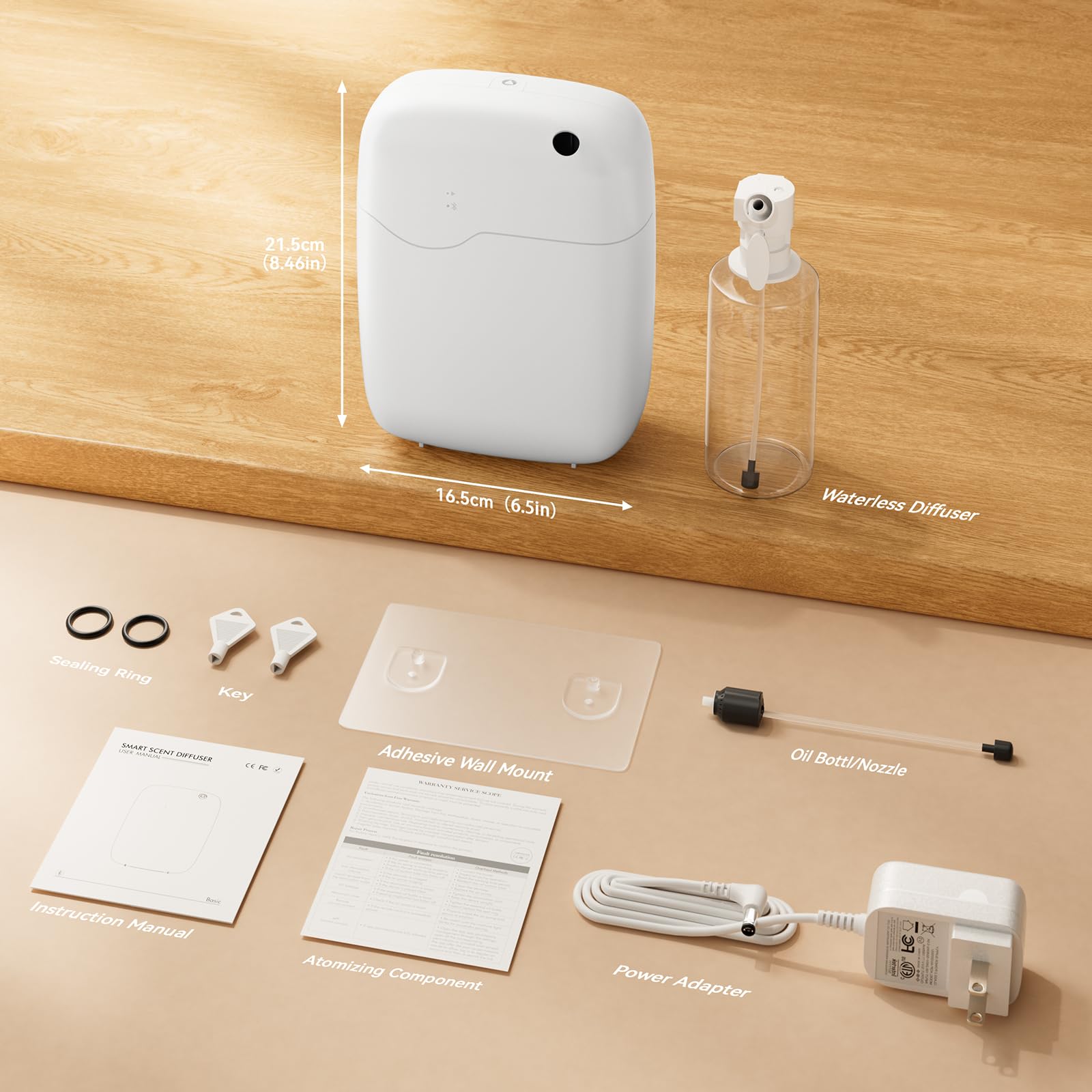 Diffusore di oli essenziali senz'acqua con controllo tramite app Bluetooth, macchina intelligente per profumo, copre fino a 3000 mq per casa, hotel e spa, diffusore silenzioso per aromaterapia