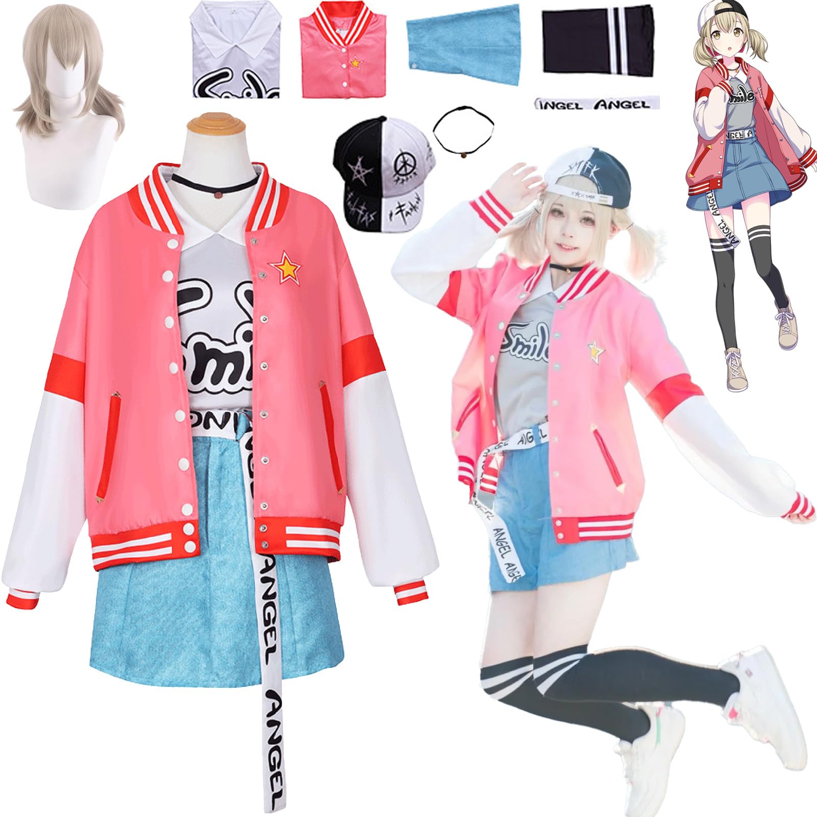 XLJLKJDS Kohane Azusawa Project Sekai Cosplay Wig for Women - Pink