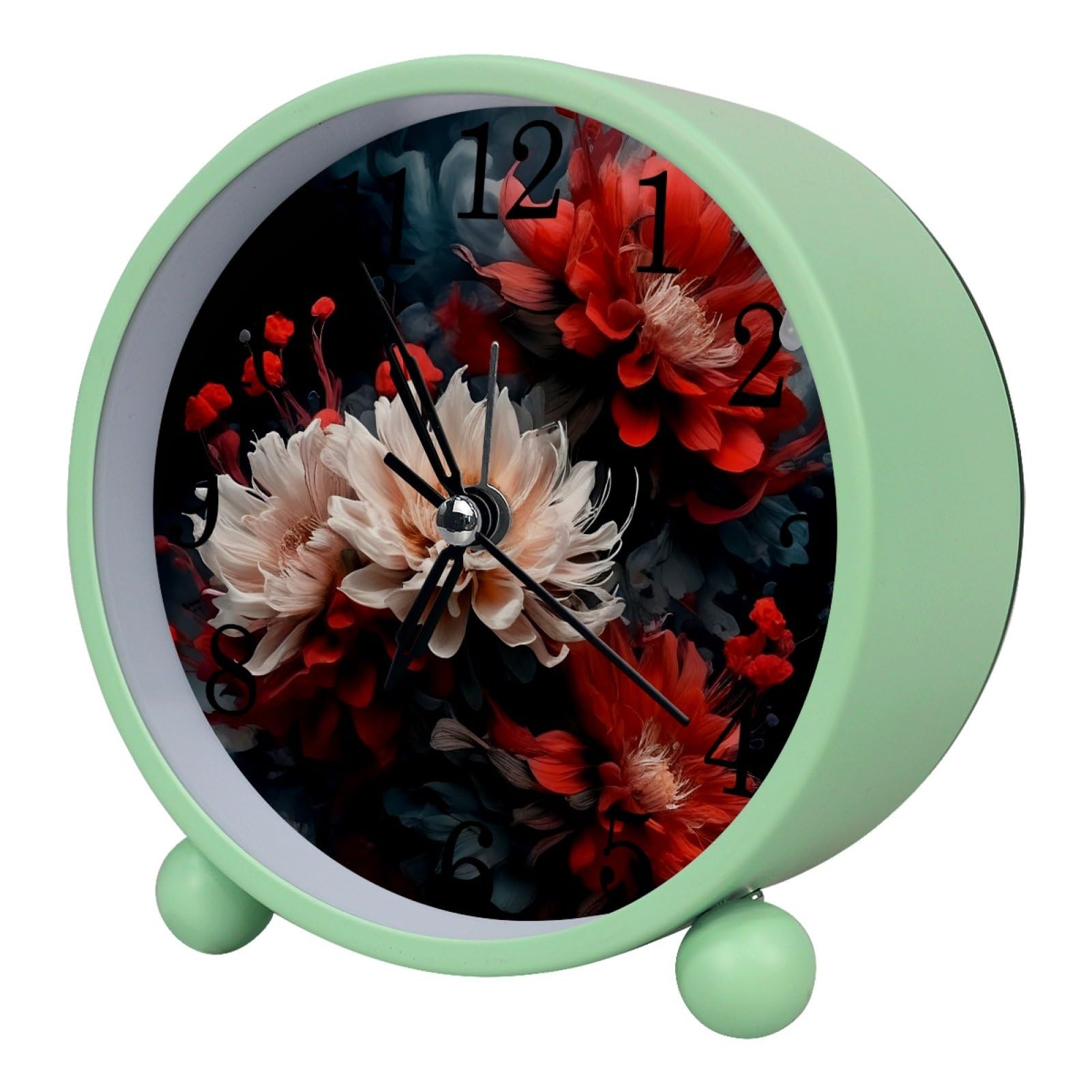 etoenbrc Watercolor Butterfly Silent Analog Alarm Clock Small Battery Operated Clock Slient Plastic Table Clock for Living Room Bedroom Color12