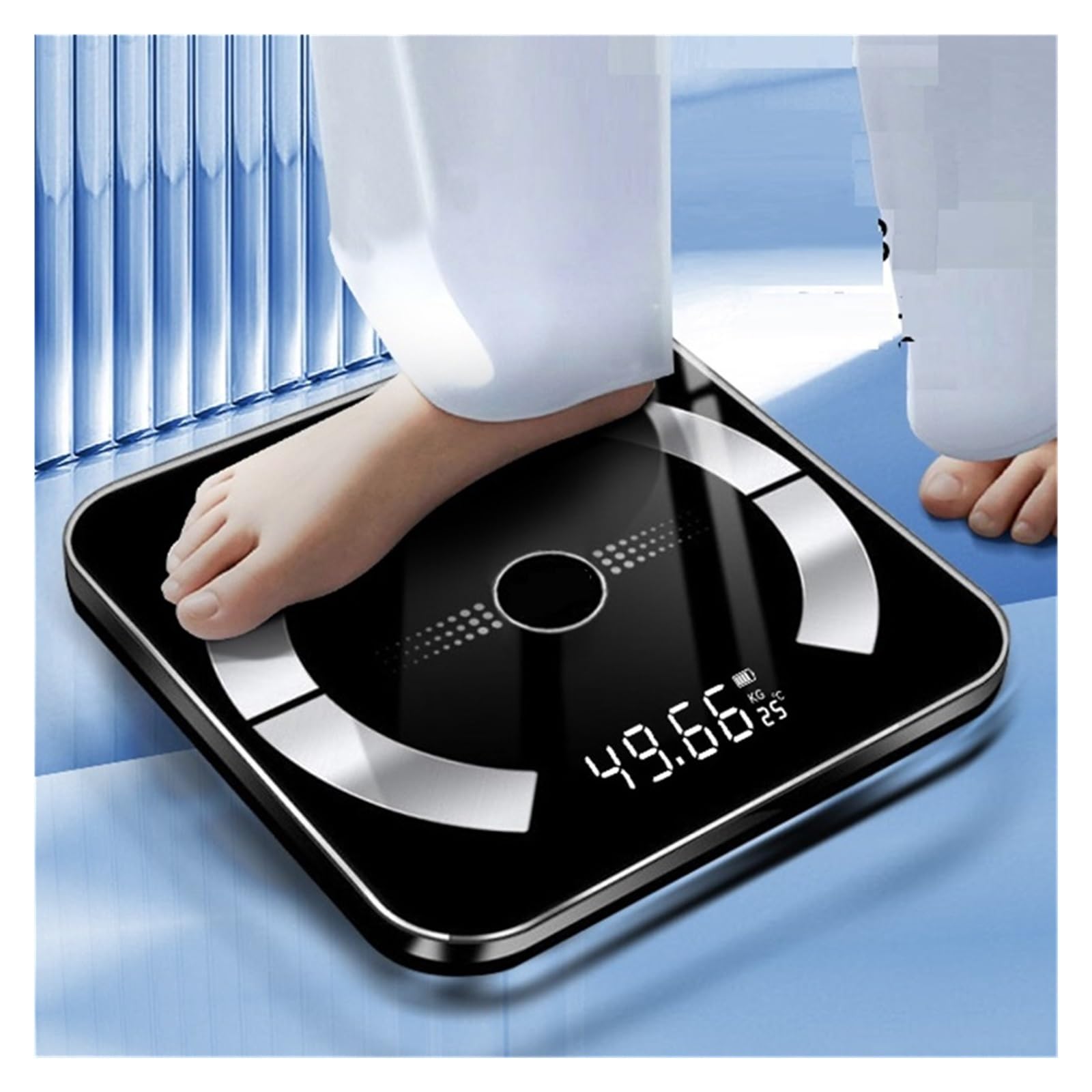 Básculas De Baño Báscula Cuerpo Piso Bluetooth Grasa BMI Peso Inteligente Digital LED Analizador Composición Corporal Equilibrio Preciso FáCil De Leer(White)