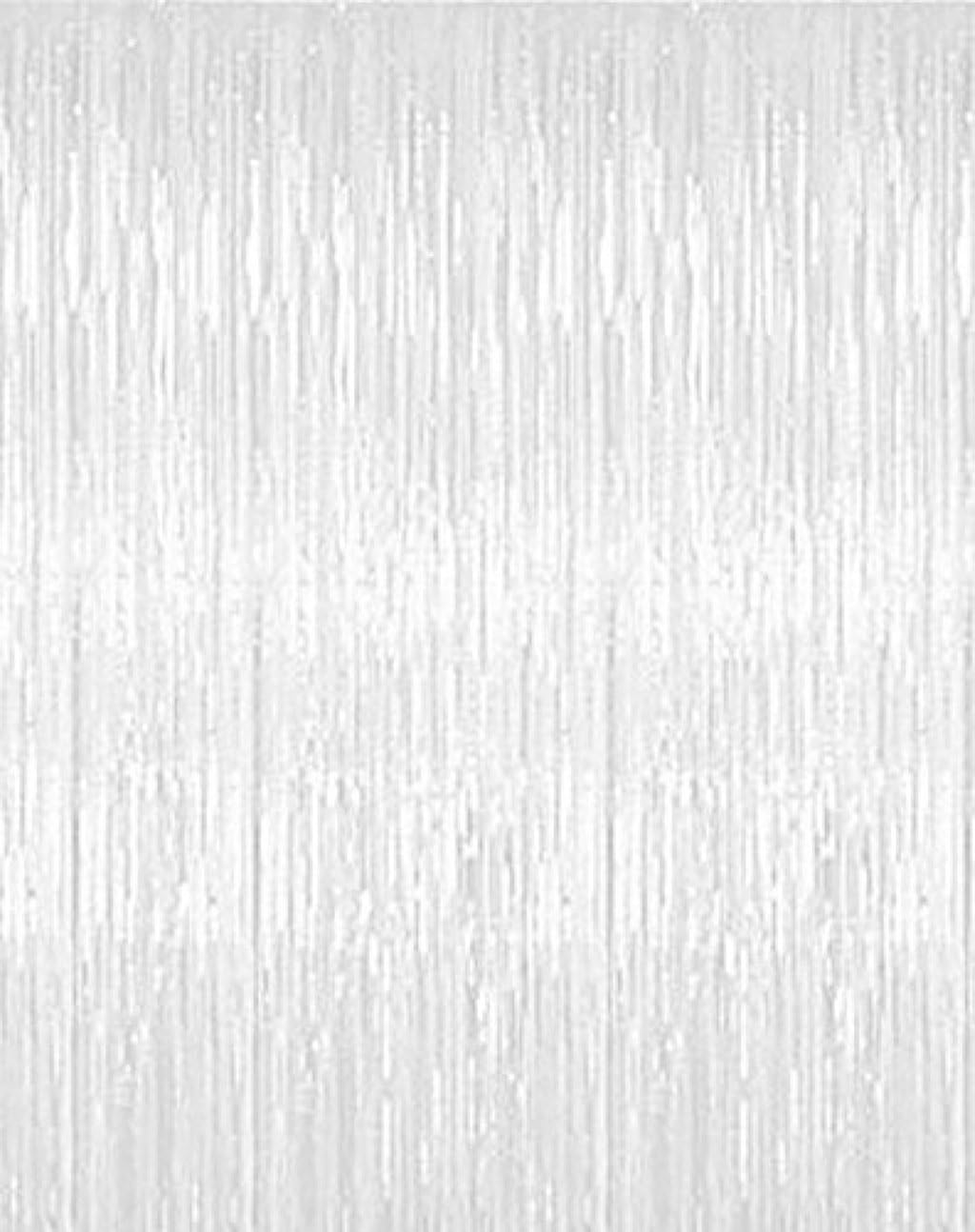 JoconSF8107 Metallic Foil Fringe Curtain for Wedding Prom Birthday Party Wall Decoration Background (3 Packs, White)