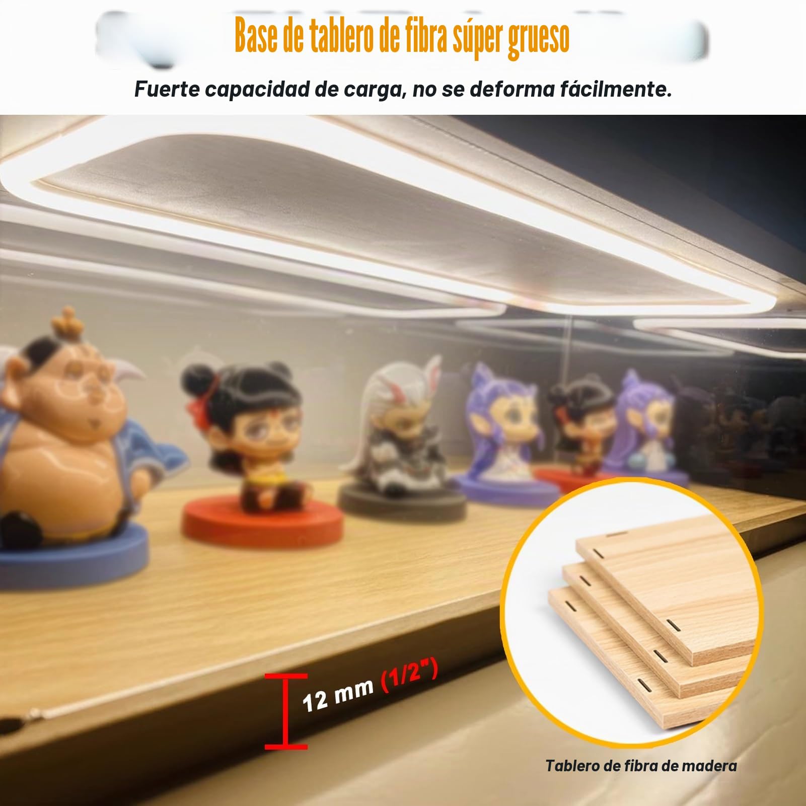 Vitrina Expositora Vitrina de Acrílico Transparente Iluminada, Caja de Almacenamiento para Encimera con Base de Madera y Plástico, Gabinete de Recolección de 10 15 20 25 30 35 40 50 60 Cm de Largo(20x