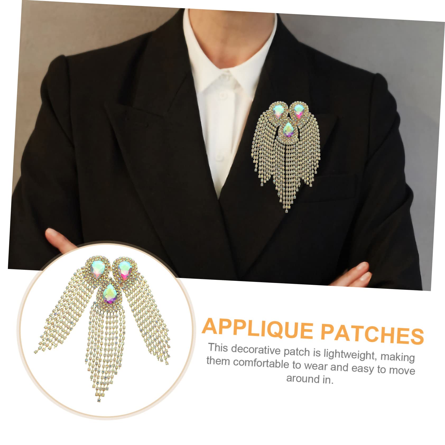 TEHAUX 3pezzi Spilla Decorativa Strass Con Frange Per Abbigliamento Accessorio Per Applique Per Giacche e Vestiti Base Ab