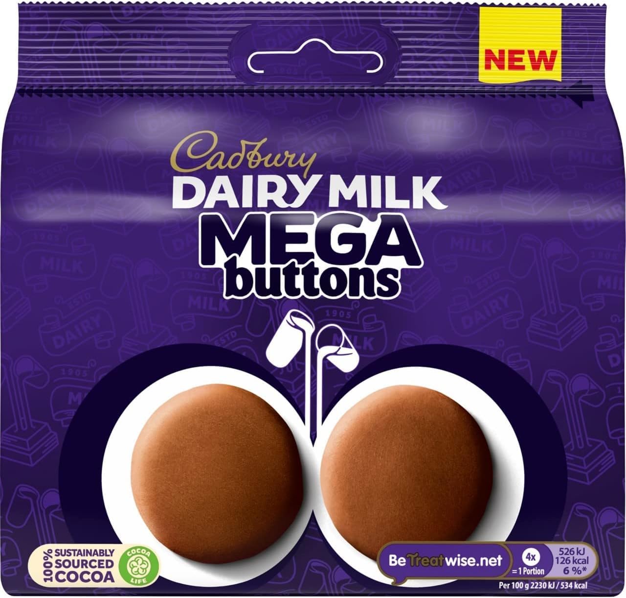 Dairy Milk Mega Buttons, Giant Chocolate Buttons For Sharing, 192 g (Pack of 1)