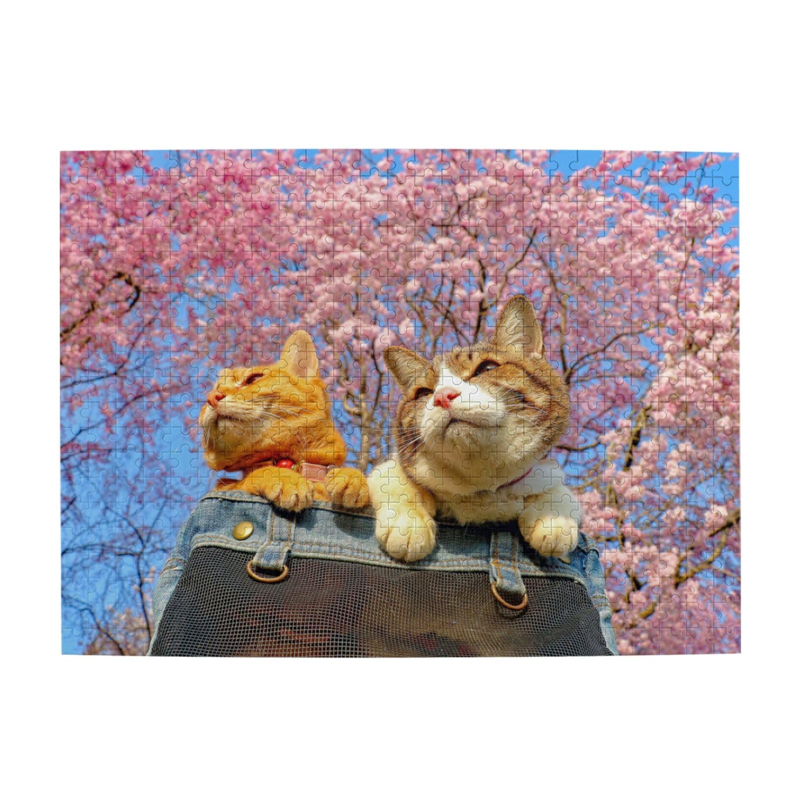 Amazon.co.jp: 500ピース ジグソーパズル 猫 ネコ 桜 さくら サクラ 52 