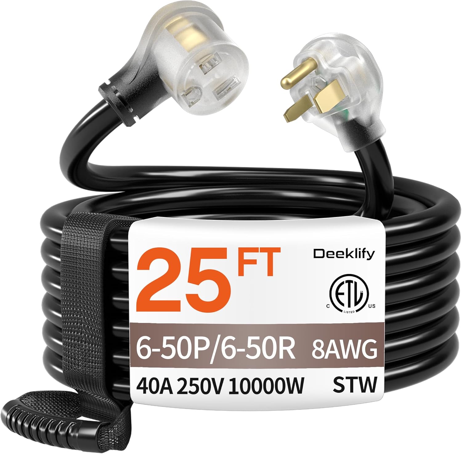 25FT 25 Amp 12 Gauge 3 Prong Welder Extension Cord, NEMA 6-50P to NEMA 6-50R, Heavy Duty 250V Welding Extension Cable with LED Indicator，for Lincoln, Plasma, Miller, SJTW, ETL Listed