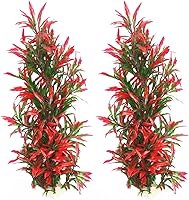 Tfwadmx 2-Pack 13-Inch Artificial Aquarium Seaweed Plants - Safe Red Gladiolus Plastic Decor for Betta Shrimp Fish Tanks