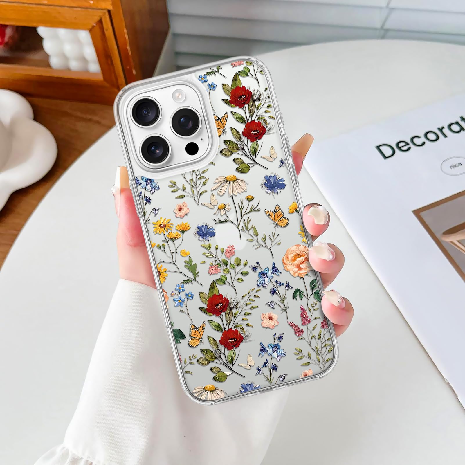 Coque iPhone 16 Pro Max esthétique florale fine transparente antichoc premium - 8