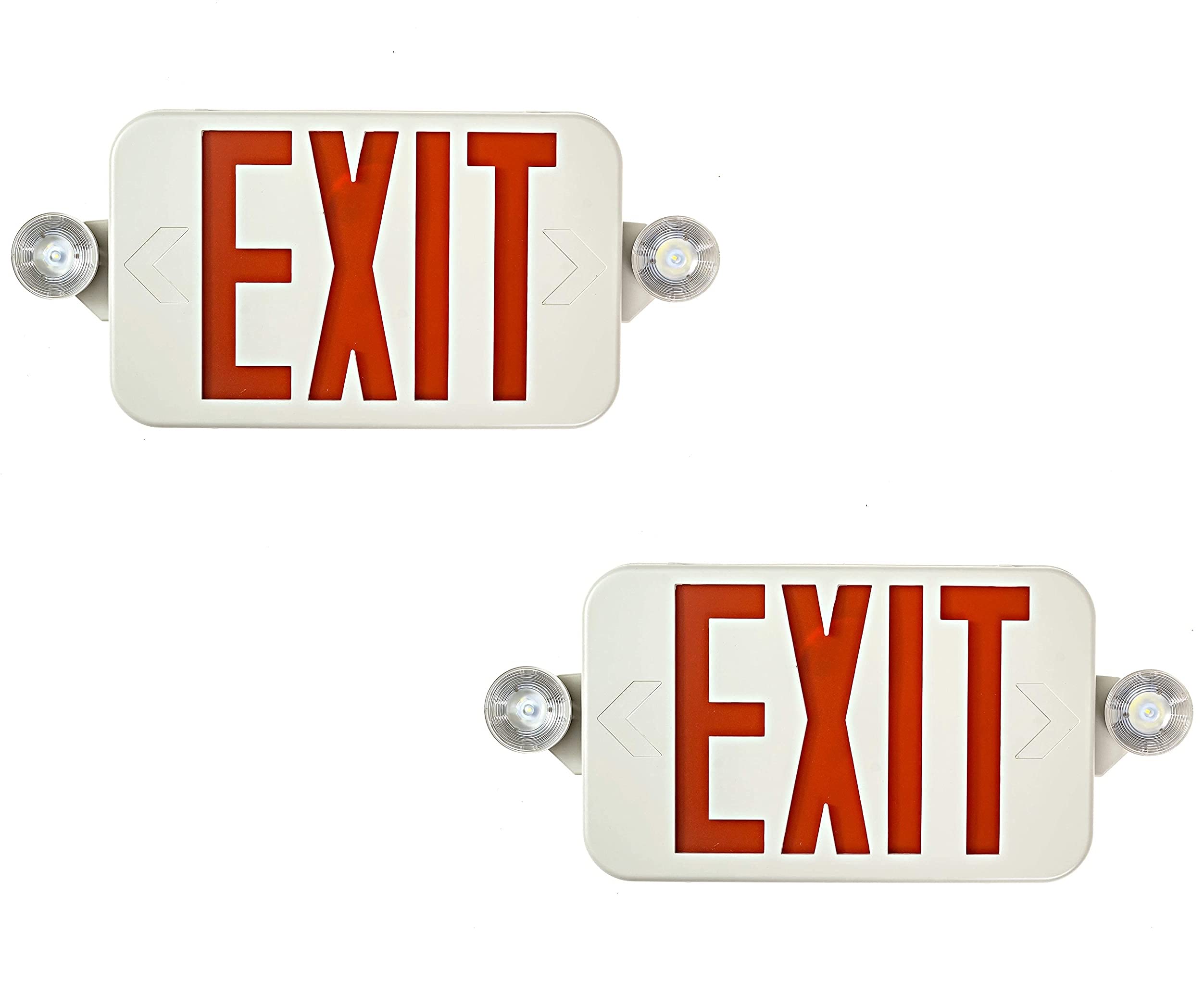 Ciata Lighting Thermoplastic LED Combo Red Emergency Exit Sign Ultra Bright Emergency Exit Light with Battery Back-up, Hardwired, US Standard Red Letter Fire Exit Light, Fire Resistant,120-277V-2 Pack