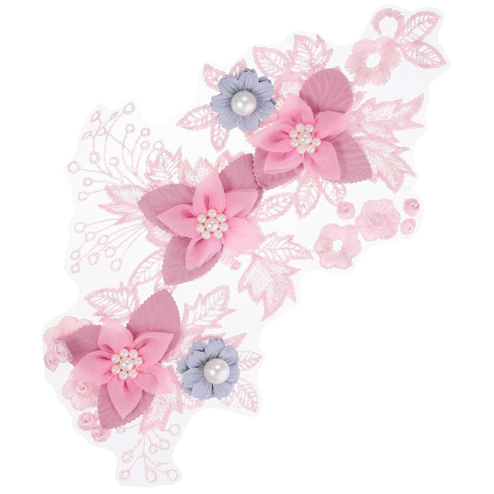 Beatifufu Flower Patch Clothing Decor Pearl Lace Embroidery 3D Handmade Sticker for Dress Jeans