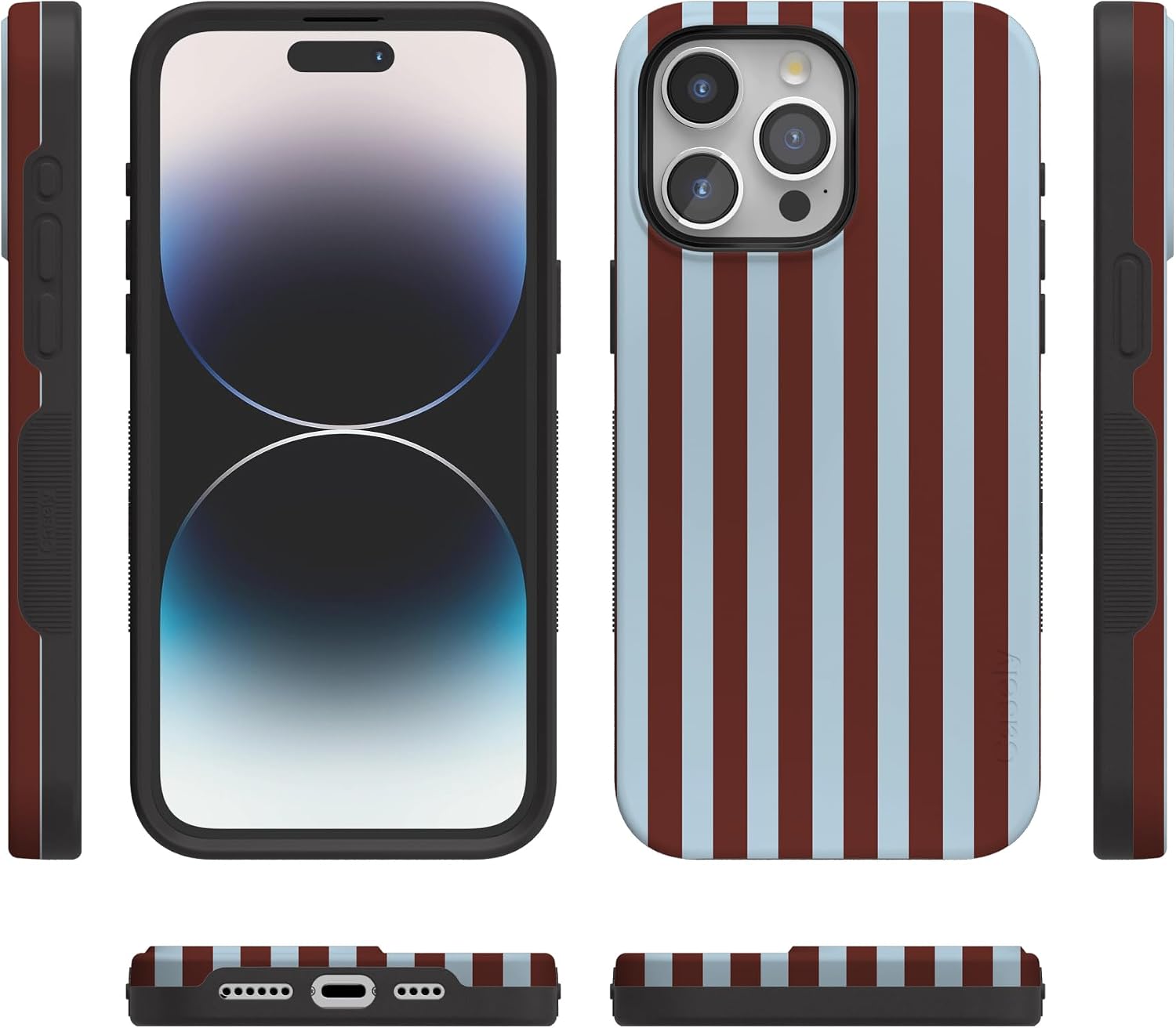 Casely iPhone 15 Pro Max Case | Sunday in Brooklyn | Blue Stripes | Bold Protective Design | Compatible with MagSafe