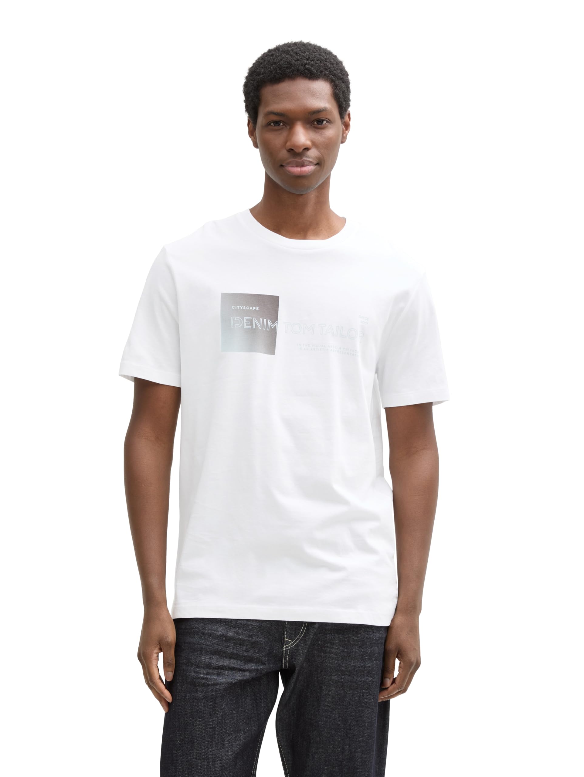 Tom Tailor Denim Herren T-Shirt mit Print aus Baumwolle