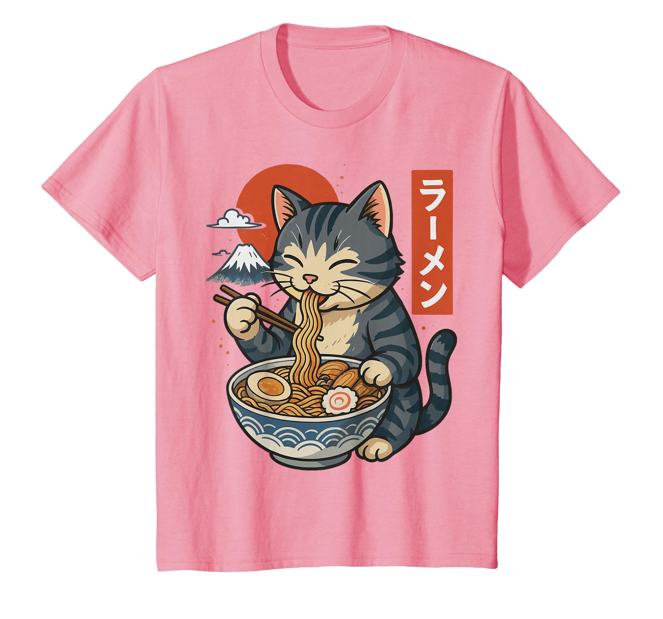 Anime Cat Eating Ramen Retro Kawaii Ramen Cat T-Shirt