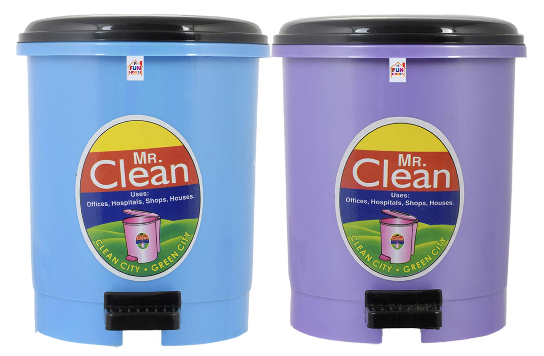 Fun Homes Plastic 2 Pieces Table Top Desk Garbage Swing-Lid Dustbin Trash For Office Home Work Place,2 Ltr(Blue & Purple)