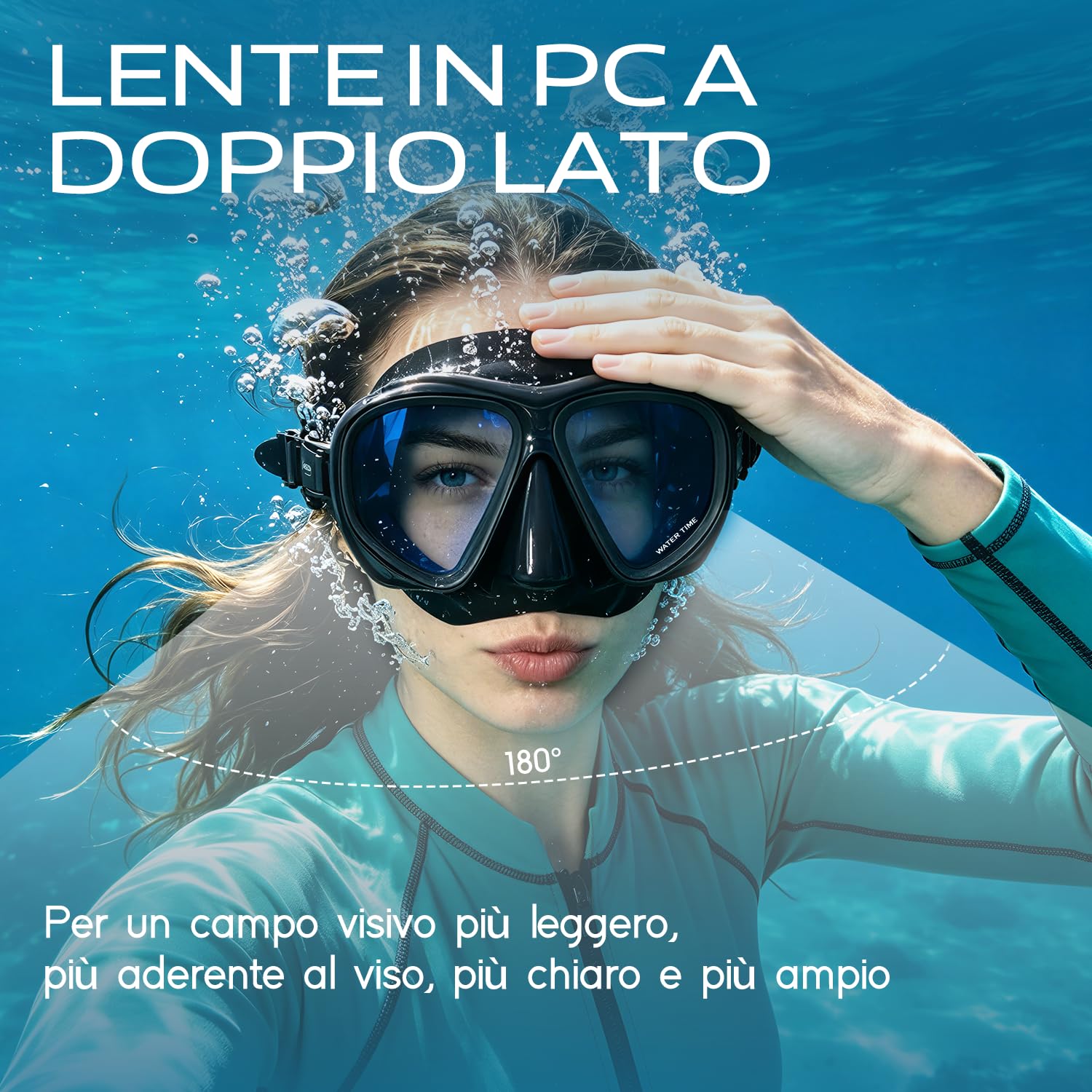 Jinlan Máscara Buceo – Montura Grande, Antivaho Integrado, Lente REVO, Protección UV, Falda de Silicona Suave Adultos