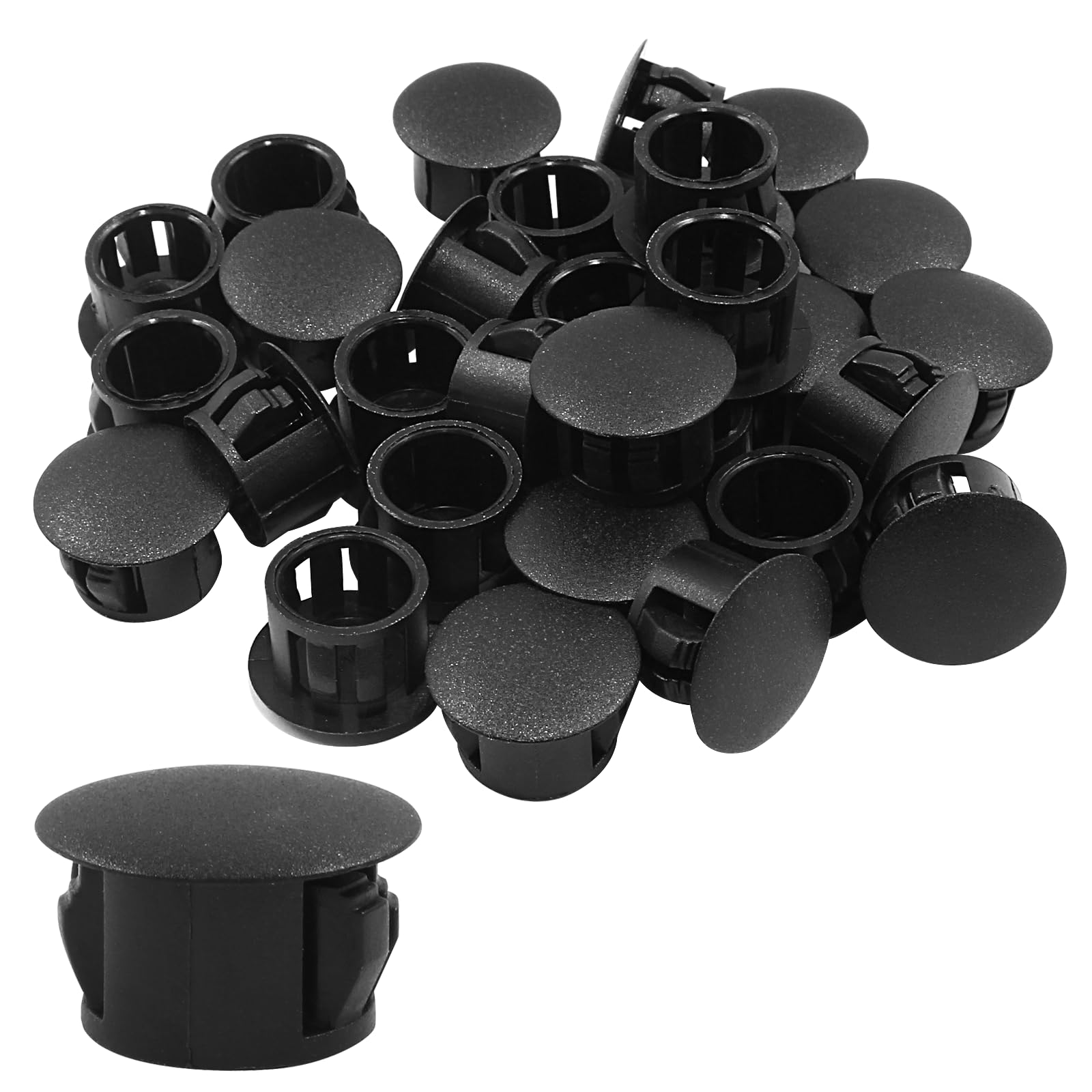 Hitefu 30PCS Plastic Hole Plugs, 1/2-Inch (13mm) Black Flush Type Panel Plugs for Furniture and Fencing Post, Ideal for Cabinet and Screw Hole
