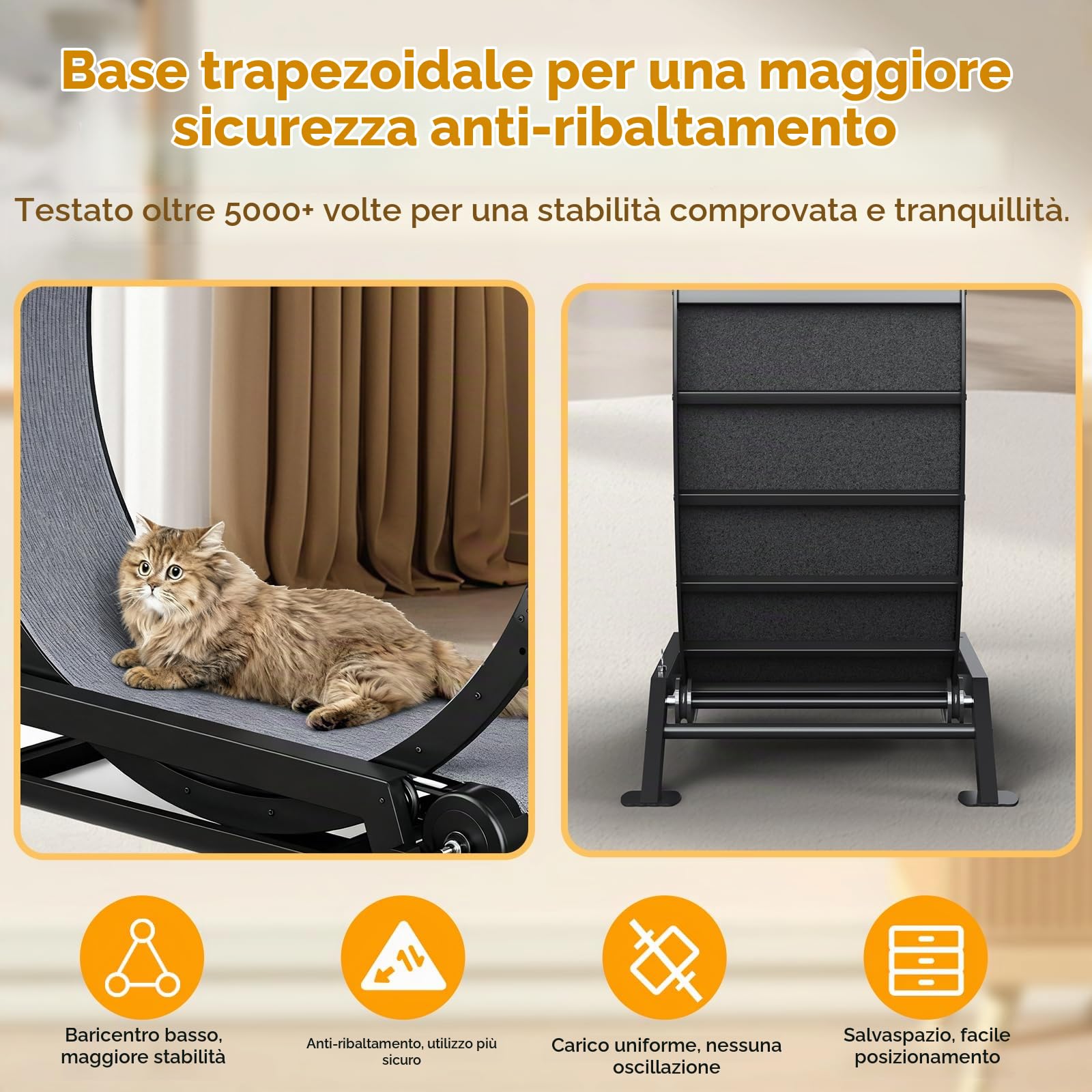 GTPLAYER Ruota per gatti, ruota per esercizi per gatti, XL- 100 cm, ultra silenziosa con tappetino rimovibile, adesivi, sistema di bloccaggio, metallo, nero, regali per il vostro gatto