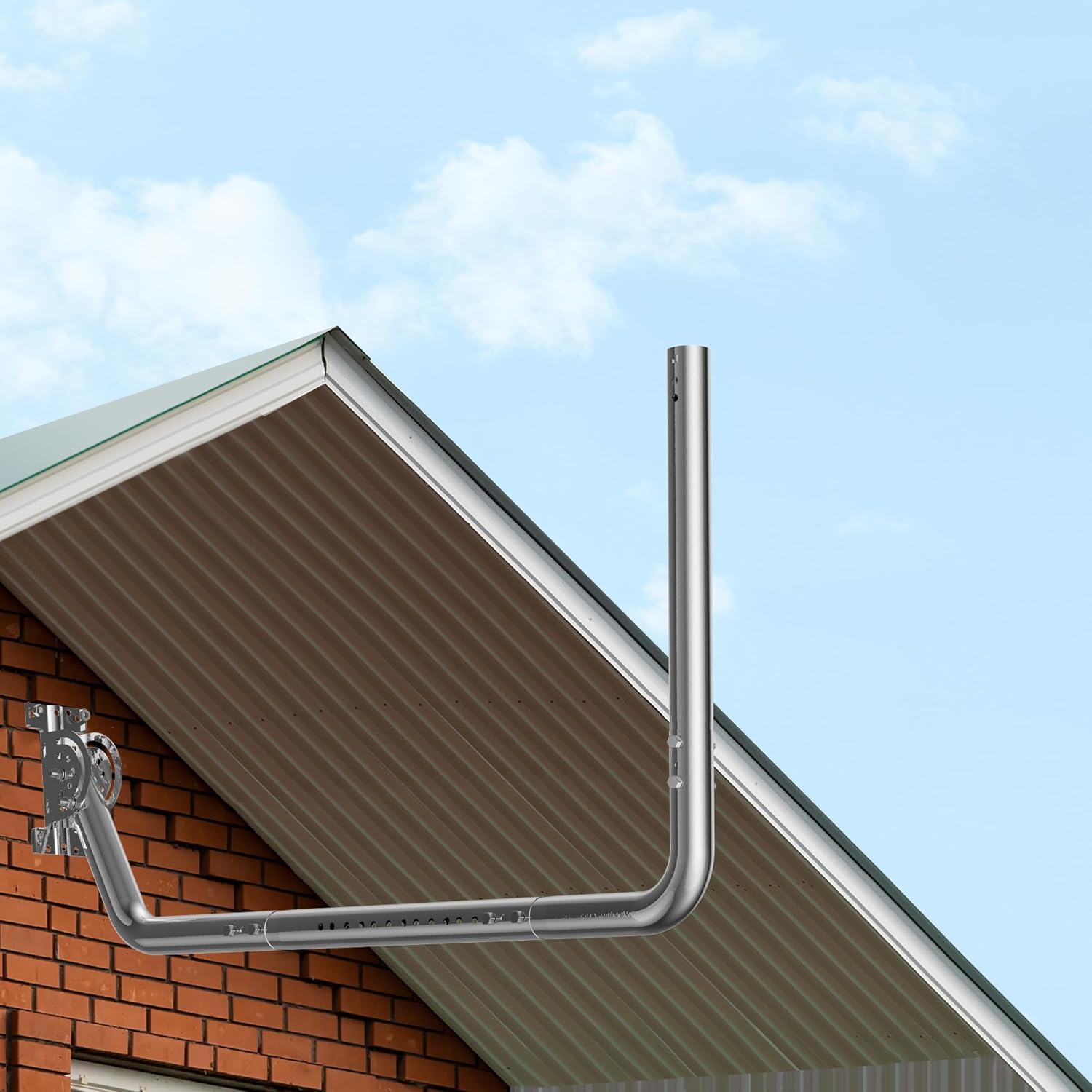 Antenna Mount for Long Wall - Stainless Steel Long Eaves Mast Mounting Bracket Kit with 90 Degree Elbows, Length Adjustable Extend Pipe, Fixing Screws, for Outdoor TV Antennas, Starlink WiFi Extender