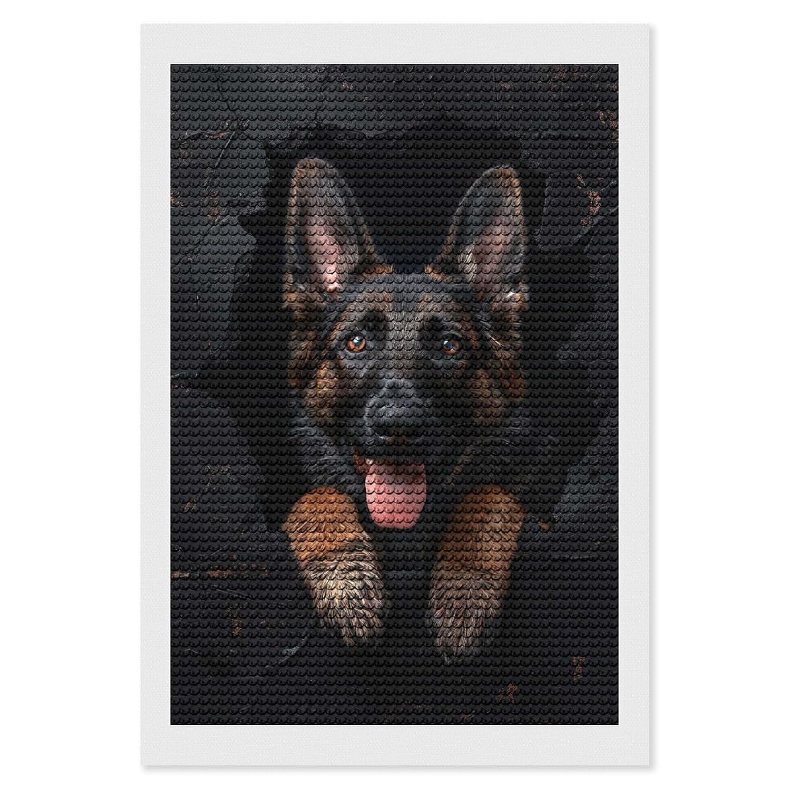 Junmoney Dutch Shepherd Diamond Painting Canvas Set 8"x12", for Beginners, Complete Accessories, Christmas Gift, Modern Decor