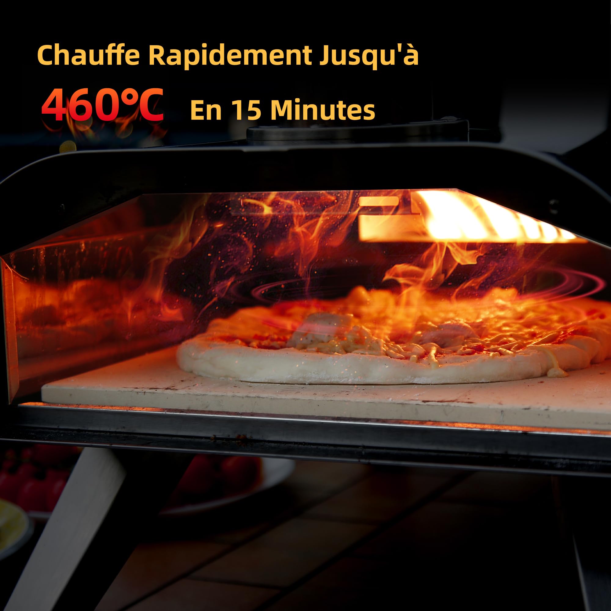BIGHORN Grand Four à Pizza 12''，Granulés + Portable