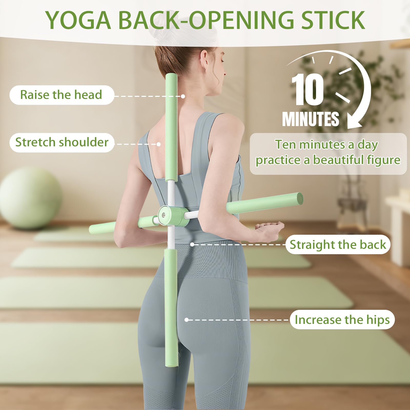 Bâton de Yoga pour Correction de Posture – Correcteur de Bosse, Dos et Cou, Entraînement Complet du Corps