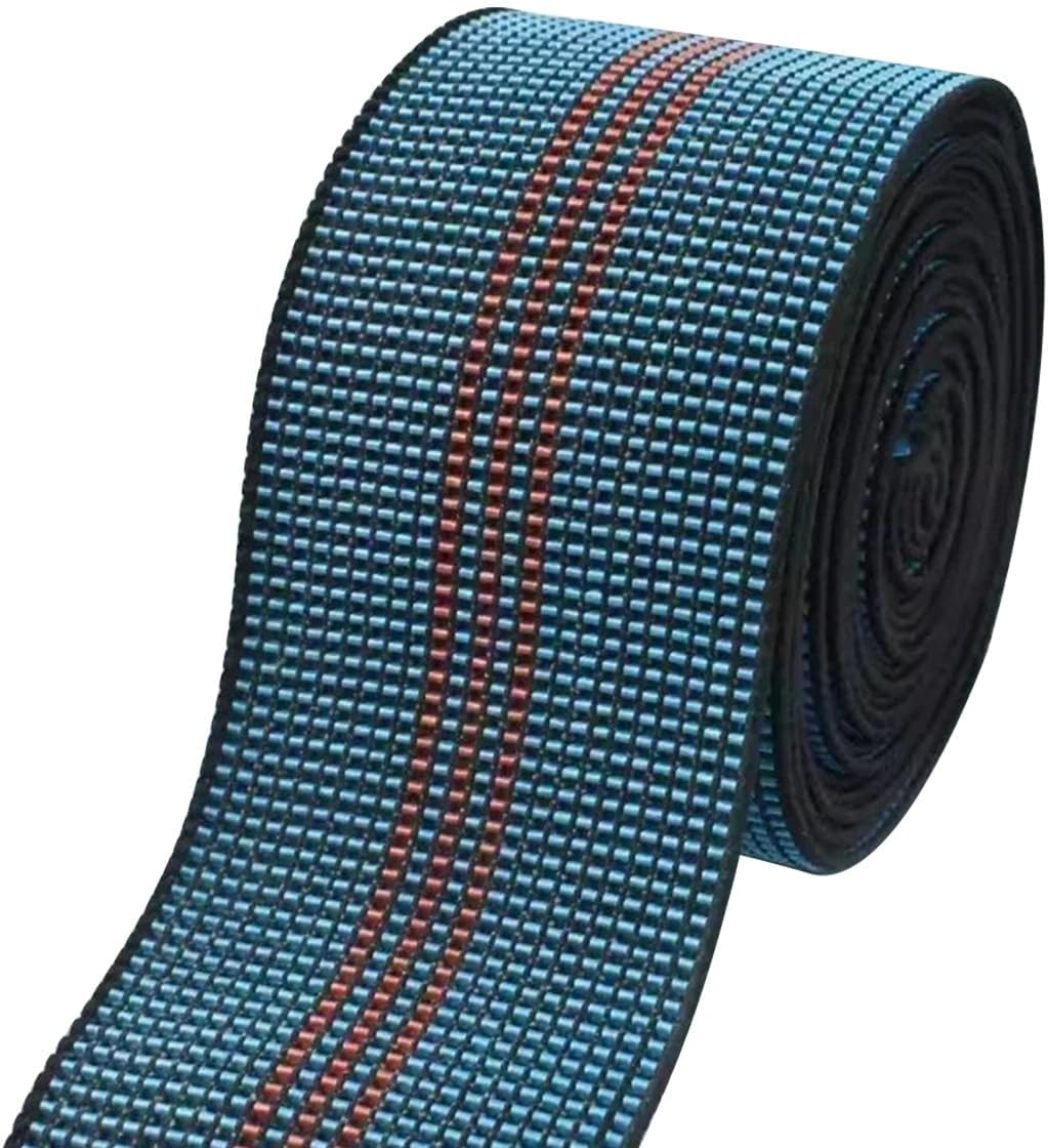 Queenbox 1.97inx5.5Yard Elastic Upholstery Webbing Band Replacement, Stretchy Flat Striped Sofa Repair Material for Furniture Chair Couch DIY Sewing Belt, Navy Blue Red 3