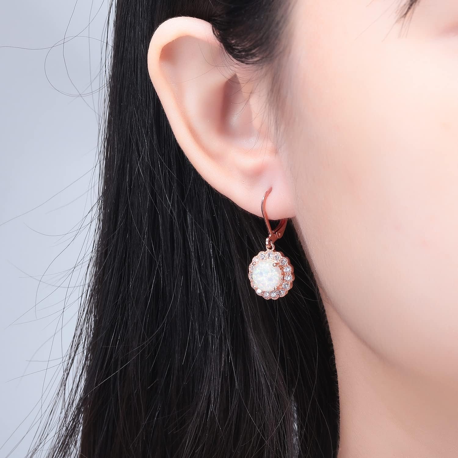 CiNily Leverback Opal Dangle Drop Earrings For Women Girls 14K Gold Plated Teardrop Earrings - Image 3