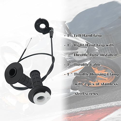 Miniatura 7 de IHOTDER Kit de cable de acelerador, empuñaduras de manillar de motocicleta con acelerador giratorio y cables de acelerador de 47 pulgadas, conjunto