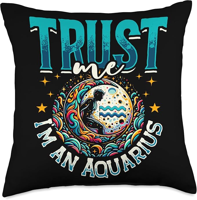 Aquarius Zodiac Sign Moon Astrology Star Sign Throw Pillow