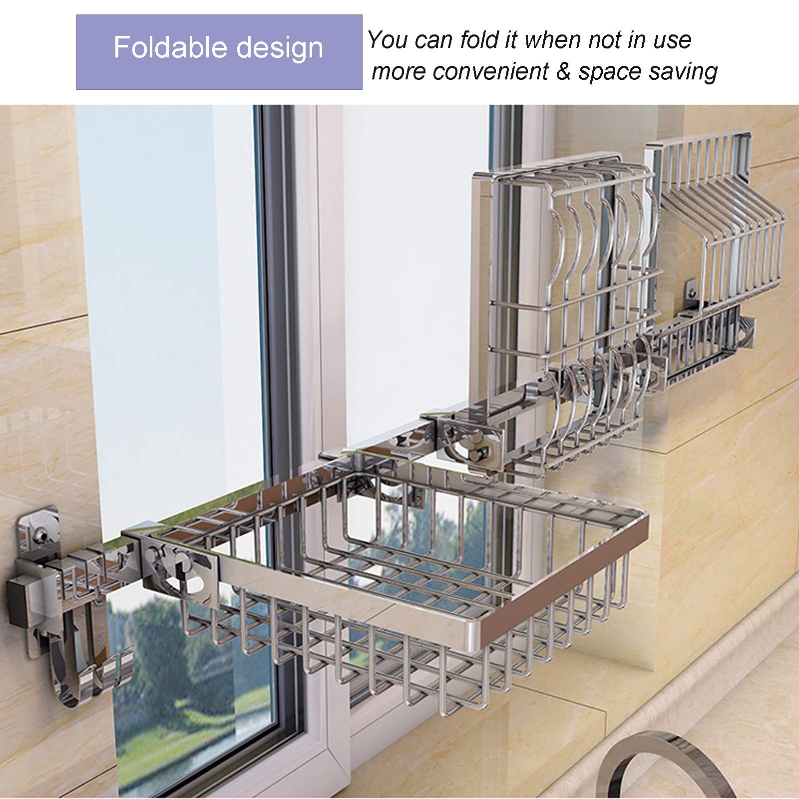 Escurridor De Platos De Acero Inoxidable 304 para Montar En La Pared, De Metal, para Cocina, Estantes De Almacenamiento para Encimera con Soporte para Cuencos,