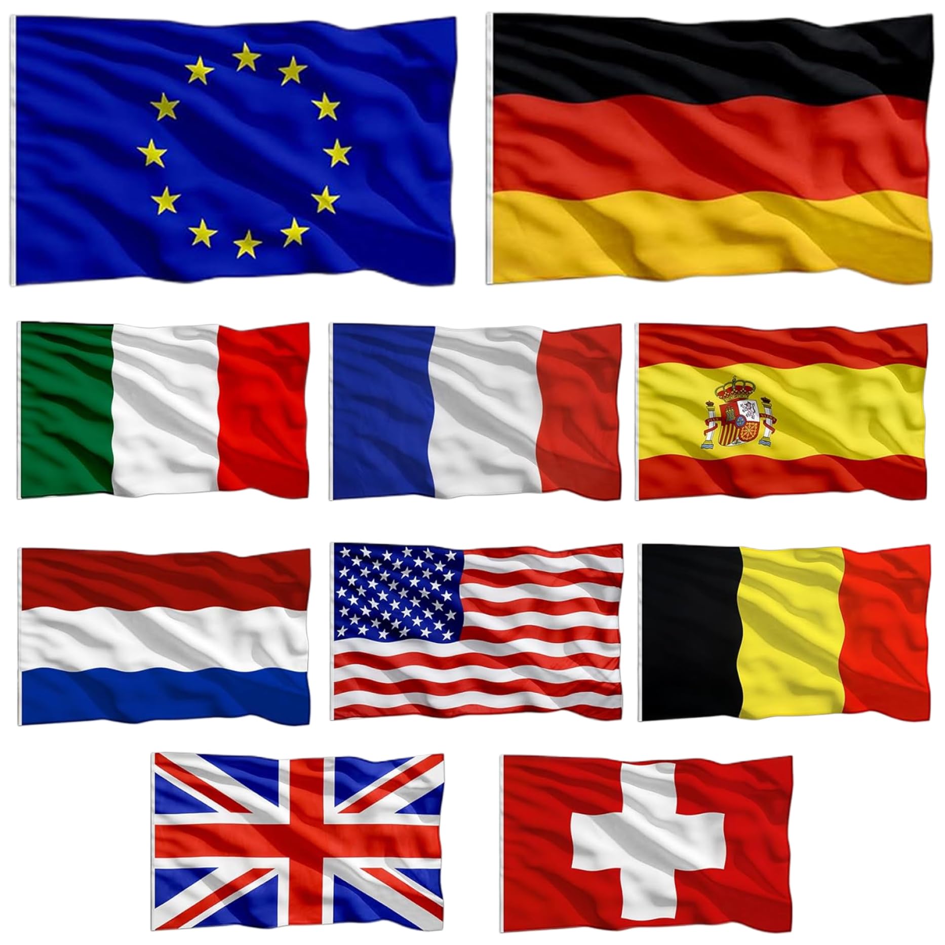 Drapeaux internationaux 3 x 5 lot de 10 pour réussir toutes vos décorations sans pli