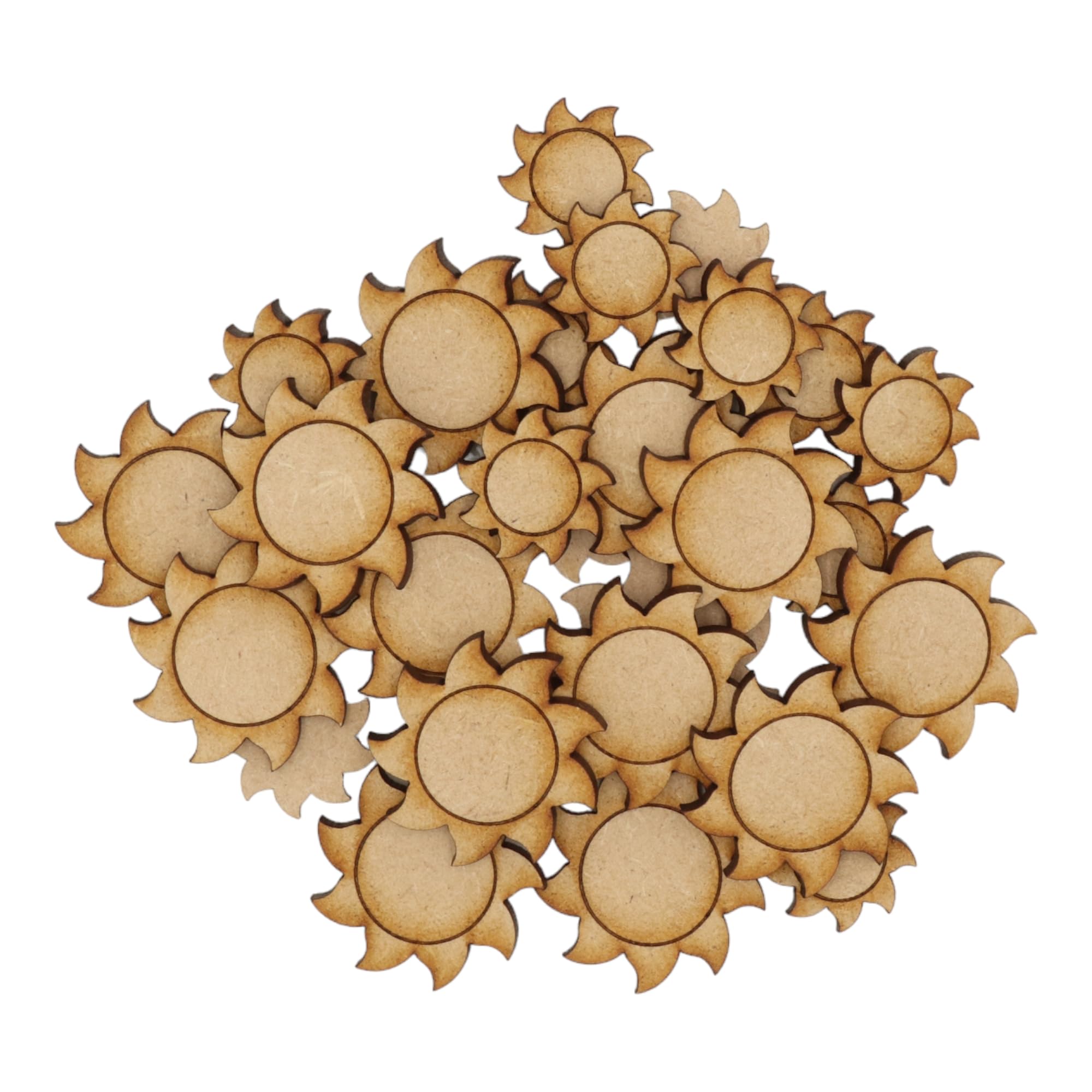 Wooden Sun Multiple Sizes - MDF Craft Shape Blank Decoration Embellishments Laser Cut DoodleTech (Size: 60mm / Pack: 25)