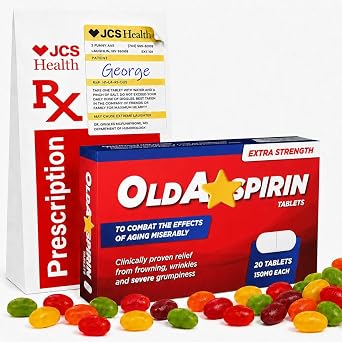 OldAsspirin Candy Funny Gag Gift for Men or Women, Hilarious Xmas Present, Stocking Stuffer, Secret Santa for Coworker, Retirement or Birthday Joke Gift for Him or Her