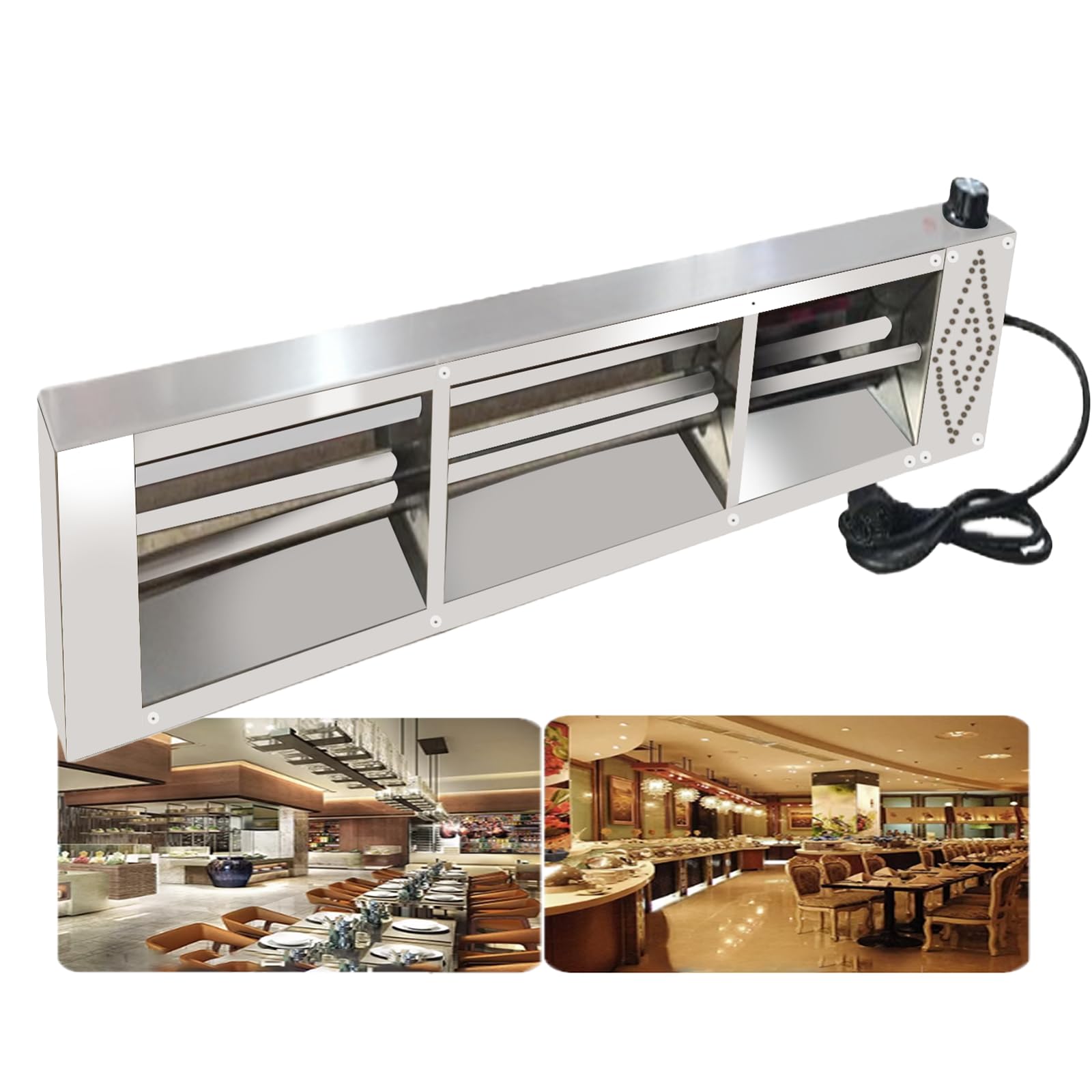 Lampada Riscaldante per Alimenti, Lampade Scaldavivande Cucina Sospeso, Lampade Riscaldanti per Cucina a Buffet Temperatura Regolabile 30-85°C per Ristoranti, Cucine, Hotel (1 Pezzo, 90 * 15 * 6,5cm)