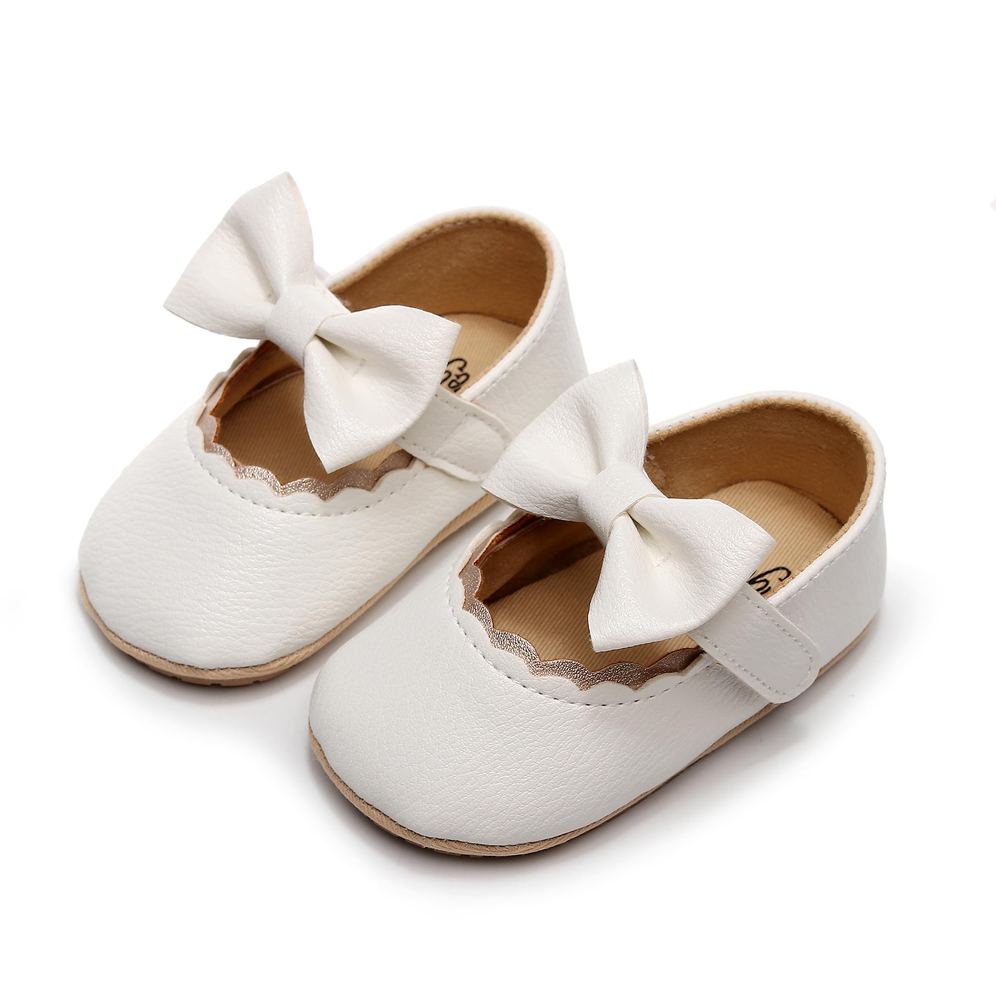 HONGTEYA Infant Baby Girls Mary Jane Flats Non Slip for Toddler First Walkers Soft Sole PU Leather Crib Shoes Sneaker Wedding Party Christmas Princess Dress Shoes Baby Moccasins Girls