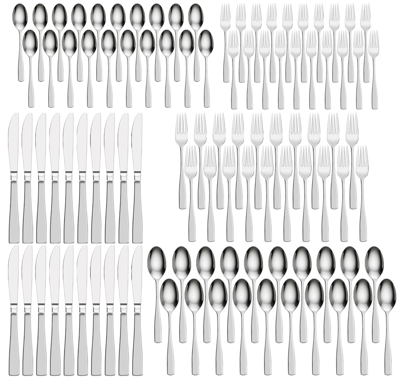 500-teiliges Besteck Set für 100 Personen,Edelstahl Besteck mit Steakmesser,Rostfreies Spülmaschinenfestes Essbesteck Set,Tafelbesteck Hochglanzpoliert,für Zuhause Grillen Party Camping
