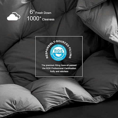 Miniatura 4 de Royoliving Edredón plisado tamaño California King  Relleno de edredón cálido medio para todas las estaciones, edredón de cama ligero ultrasuave con