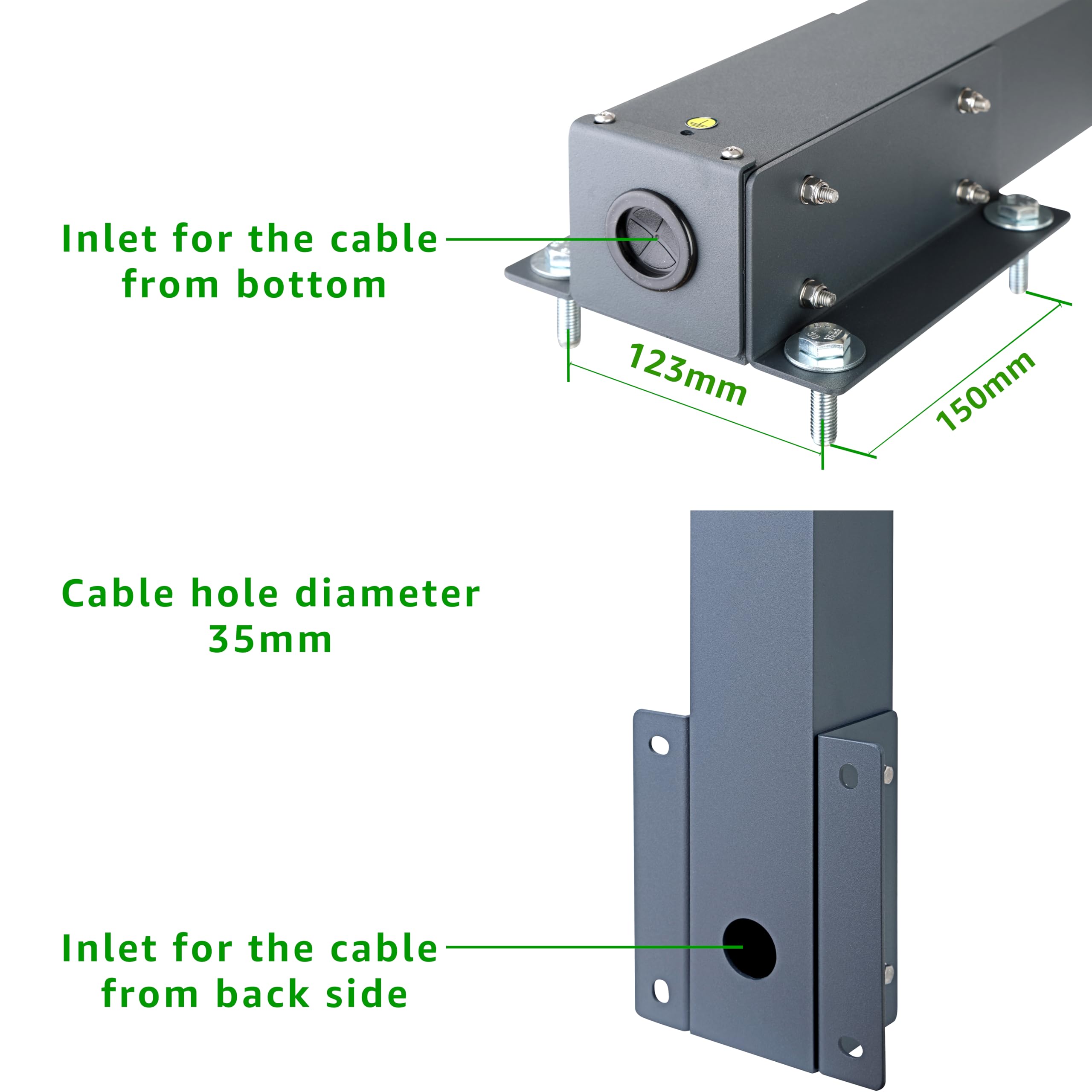 Supporto universale per wallbox in alluminio con fissaggio laterale per muro di sostegno. Colonna per wallbox per veicoli elettrici (colonnina di ricarica)