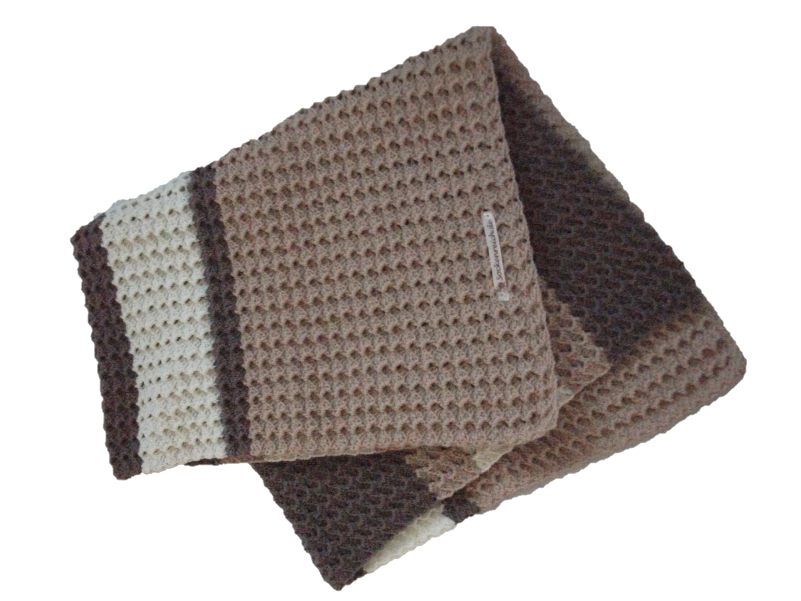 Babydecke Nougat, Kuscheldecke, Krabbeldecke, Schmusedecke, 75x90cm, Merino Schurwolle, Superweich, für Jungen und Mädchen, Gehäkelt, Gestrickt, Muster