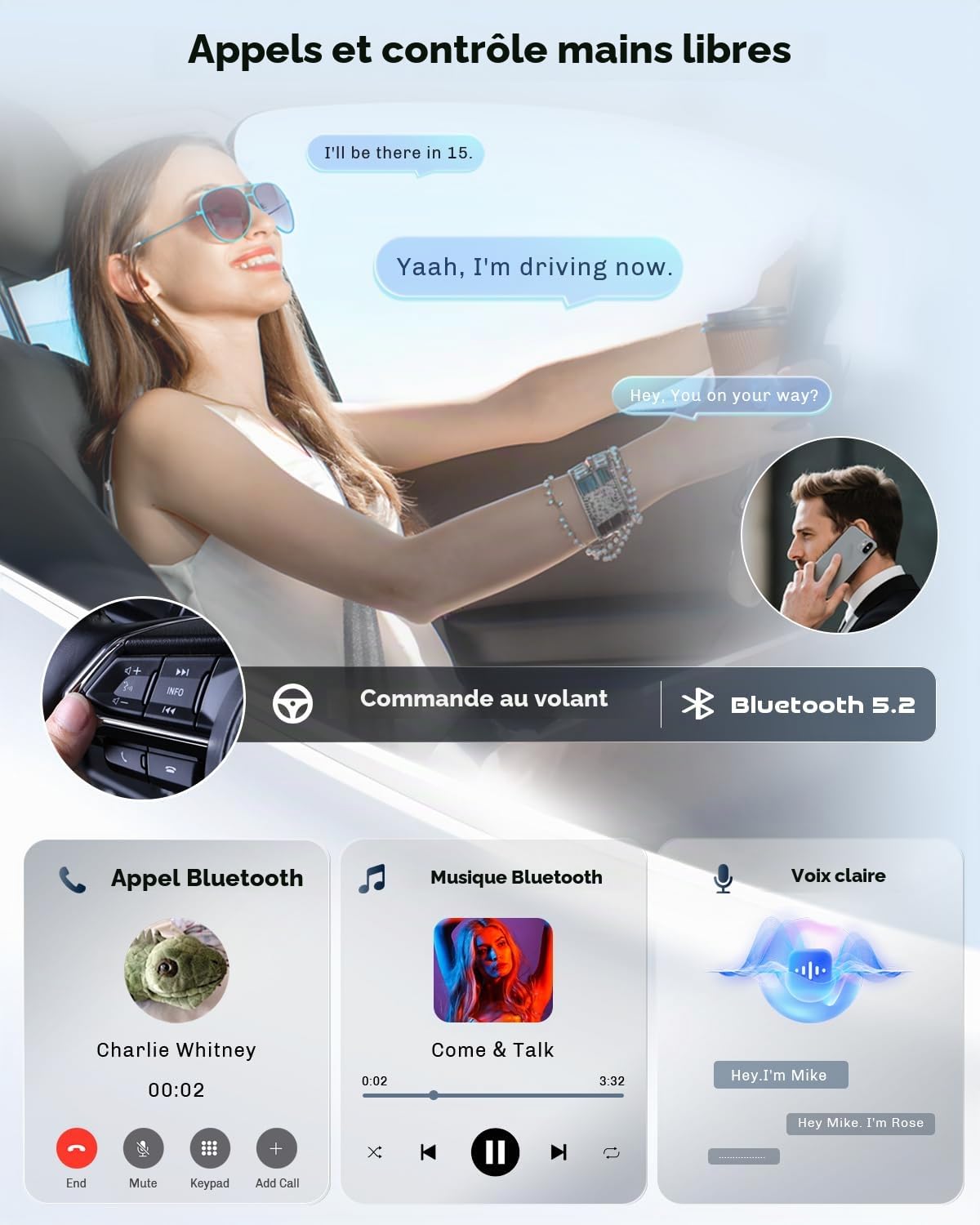 Roinvou Autoradio pour Peugeot 307 2007-2013 sans Fil CarPlay Android Auto MirrorLink, 9 Pouces Écran Tactile Radio avec Bluetooth EQ FM UI SWC Camera de Recul