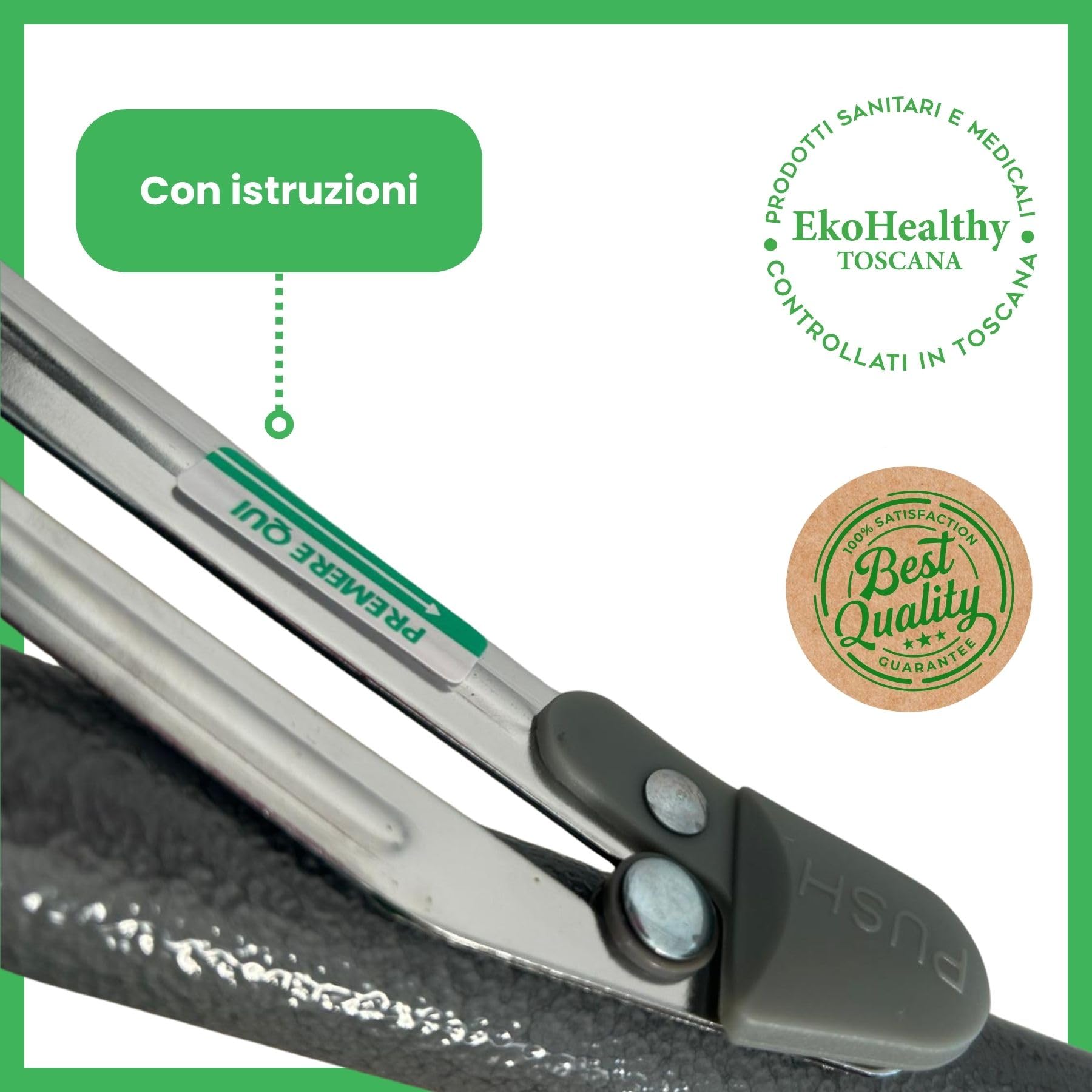 EkoHealthy® Deambulatore Vivo Sicuro Controllato In Toscana, Leggero E Resistente Fino A 136kg, Pieghevole, Regolabile In Altezza, 2 Ruote Piroettanti. Adatto A Disabili E Anziani. Grigio Scuro