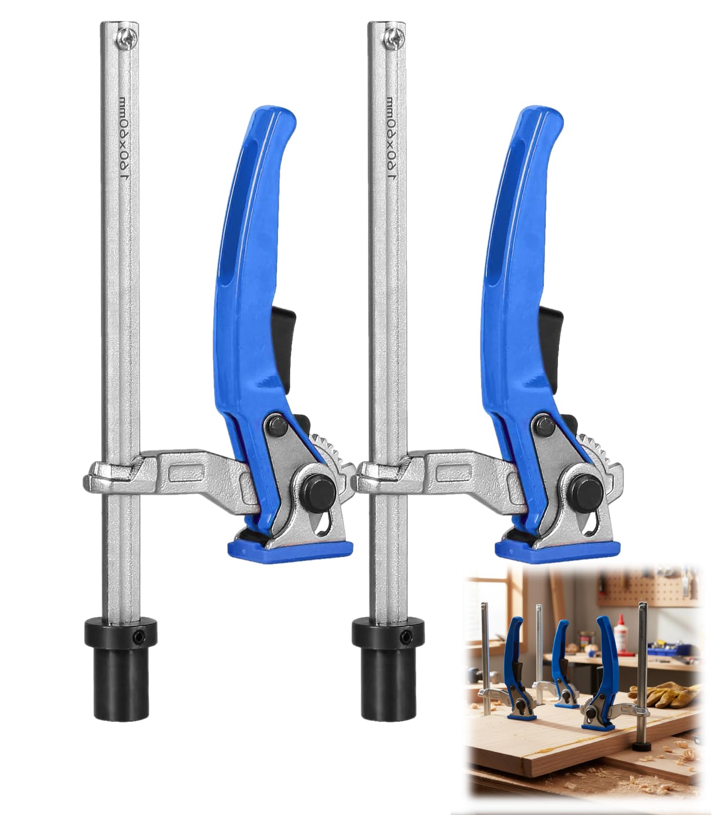 ZHEHNSA 2 pezzi Elemento di serraggio da 20 mm per tavoli multifunzione， Morsetti rapidi regolabili, morsetto da tavolo in lega di alluminio, rapido per molatura taglio con una sola mano